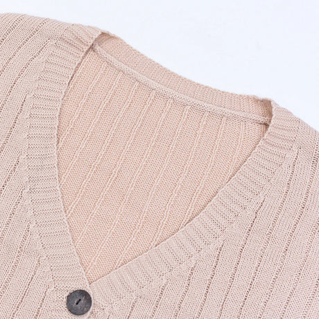 Autumn Winter V Neck Sweater Cardigan New Solid Color Wearing Outside Gentle Casual Versatile Loose Women Plus Size Top