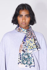 Printed rectangular silk scarf