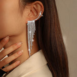 New Luxury Rhinestone Women's Earrings Tassel Crystal Hanging Earrings Wedding Shiny Statement Party Jewelry