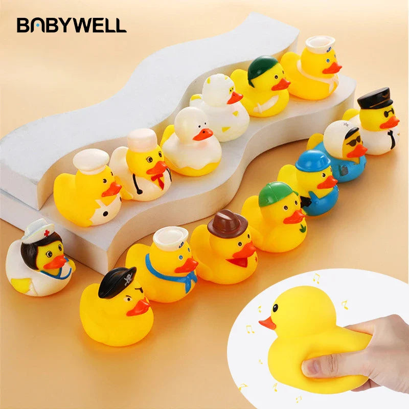 1pcs Rubber Ducks Baby Bath Toys Kids Shower Bath Toy Float Squeaky Sound Duck Funny Swimming Water Play Game Gift For Children