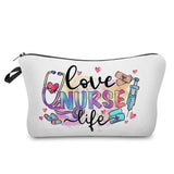 Nurse Makeup Bag Women Cosmetic Bag Toiletry Travel Organizer Lady Purse Cartoon Alphabet Print Zipper Hospital Doctor Gifts