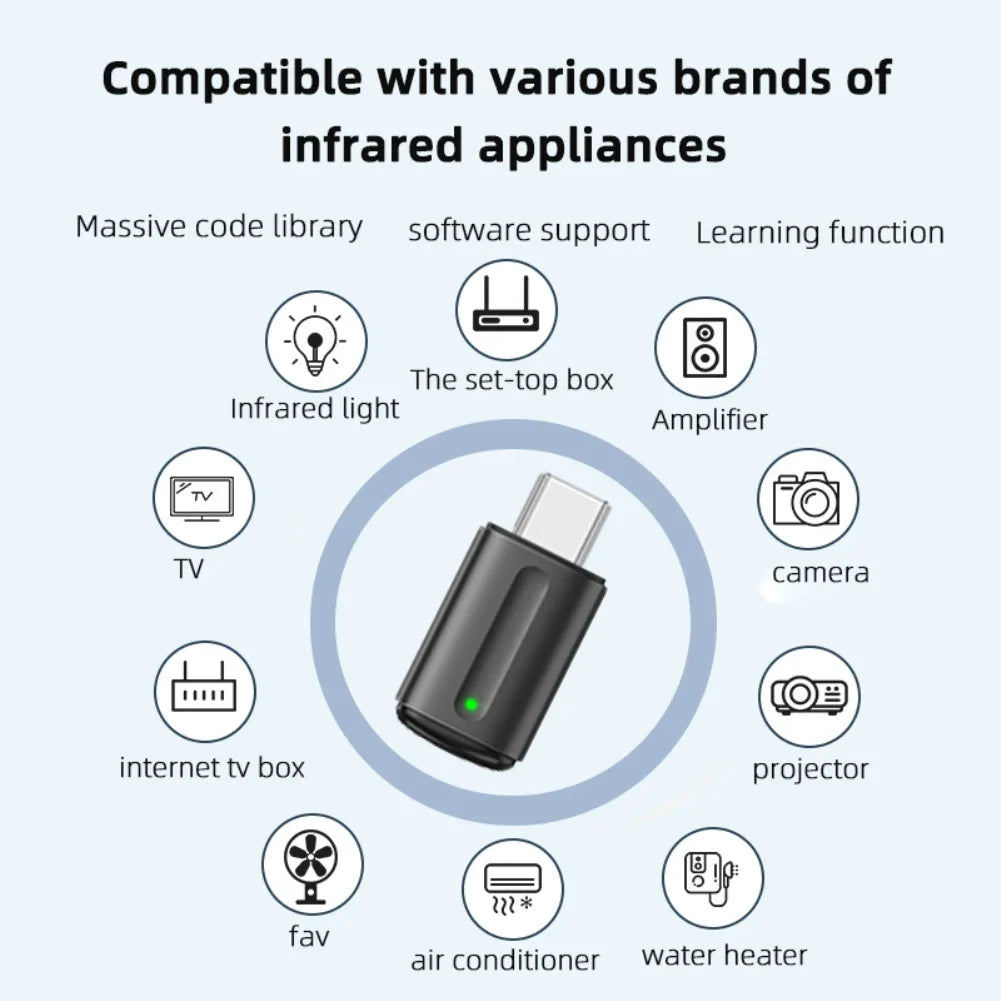 Smartphone IR Mini Adapter Type C/Micro USB Interface Smart App Control Wireless Infrared Mobile Phone Universal Remote Control