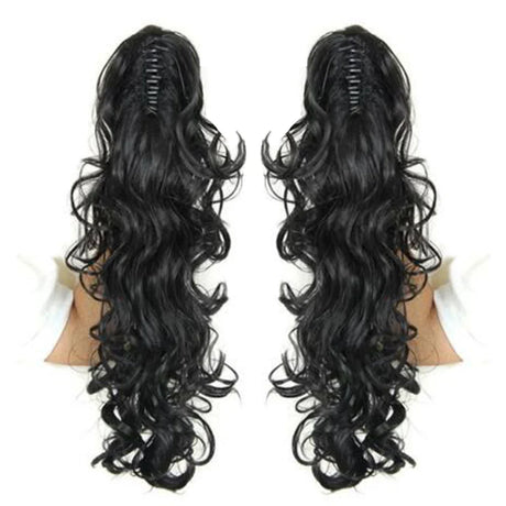 Synthetic Long Wavy Claw Clip On Ponytail Drawstring Hairpiece Wave Curly Black Brown Blonde Ombre Fake Hair for Women