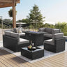 7/8 Pieces Outdoor Patio Furniture Set with  Fire Pit Table Rattan Sectional Sofa Conversation Sets Moden Set for Garden