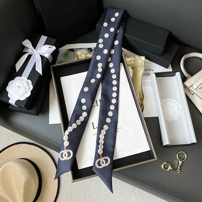 100% Silk Heavy silk Scarf Small fragrance style Long thin narrow tie bag Ribbon decorative streamers neck tie headband gift