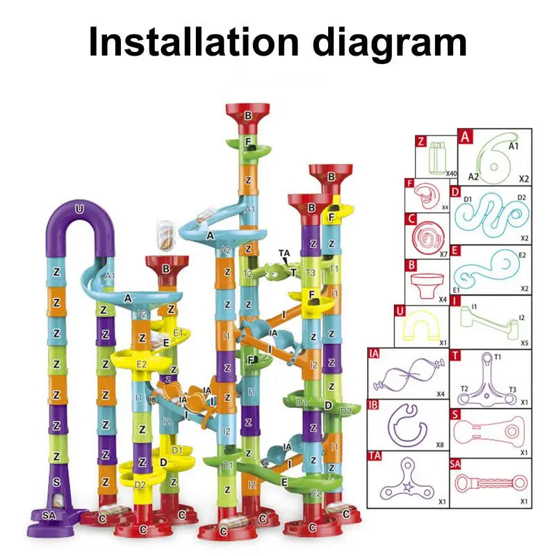 Marble Run Set Maze Race Building Blocks 3D Maze Ball Roll Toy Colorful Marble Track Game Toy Kit Constructor Educational Toys