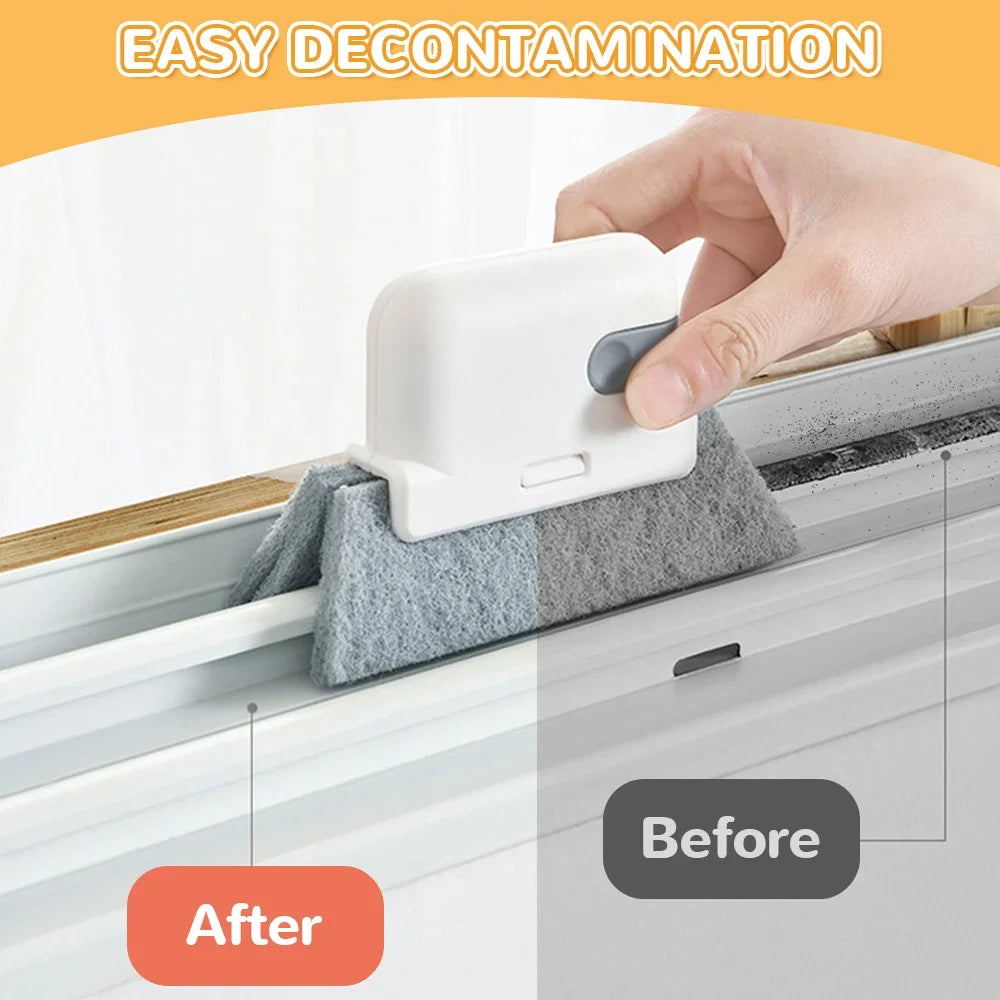 2 in 1 Groove Cleaning Tool Window Frame Door Groove Cleaning Brush Sliding Door Track Cleaning Tools Hand-held Crevice Cleaner