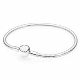 New 925 Sterling Silver High Quality Womens Bangle Classic Bucket Clasp Bracelet Fit Original Charm Bead Pendant Jewelry DIY