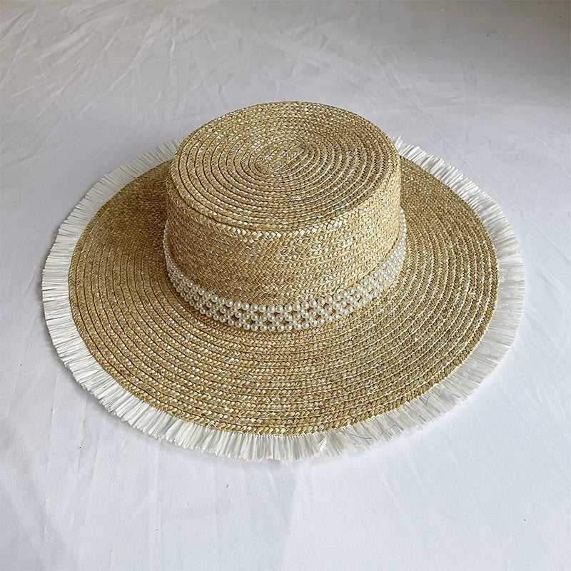 Large Eaves Beach Sunhat Woven Straw Hat Summer Outdoor Sun Protection Breathable Fisherman Hat Sunshade Cap Bohemian Beach Hat