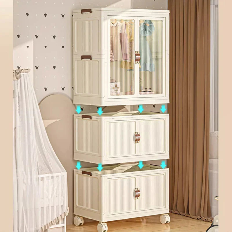 Baby clothes storage cabinet Free installation of baby wardrobe Children's small wardrobe sorting plastic household snack locker