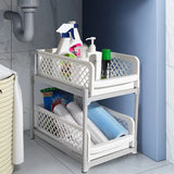 2-Tier Under Sink Organizer Kitchen Drawer Bathroom Storage Racks Multi-Use Slide-Out With Handles Under Sink Cabinet Organizers