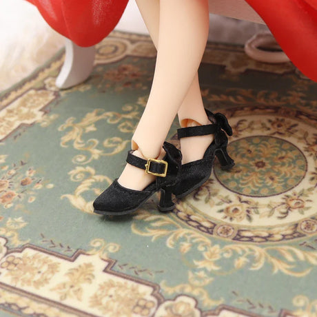 2.3cm*1cm Doll Shoes Ob24 22 Doll Noble Bow High Heels With Button For Blythes Licca Azones Ob24 Ob22 Fr Doll Body