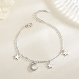 ANENJERY Zircon Moon Star Pendant Chain Bracelets for Women Trendy Simple Hand Jewelry Accessories Girls Birthday Gifts