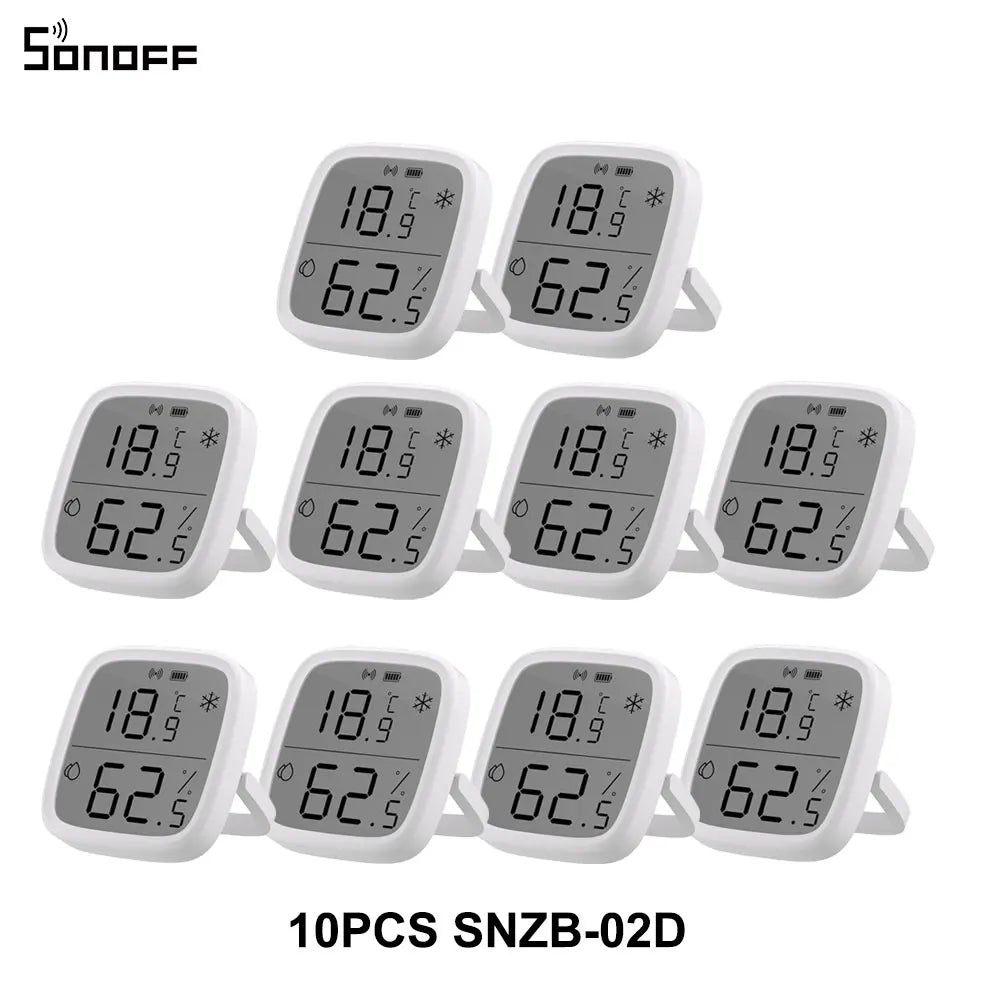 1-10PCS SONOFF SNZB-02D Zigbee Sensor LCD Screen Smart Temperature Humidity Sensor ZigBee 3.0 Works ZBBrige-P Alexa Google Home