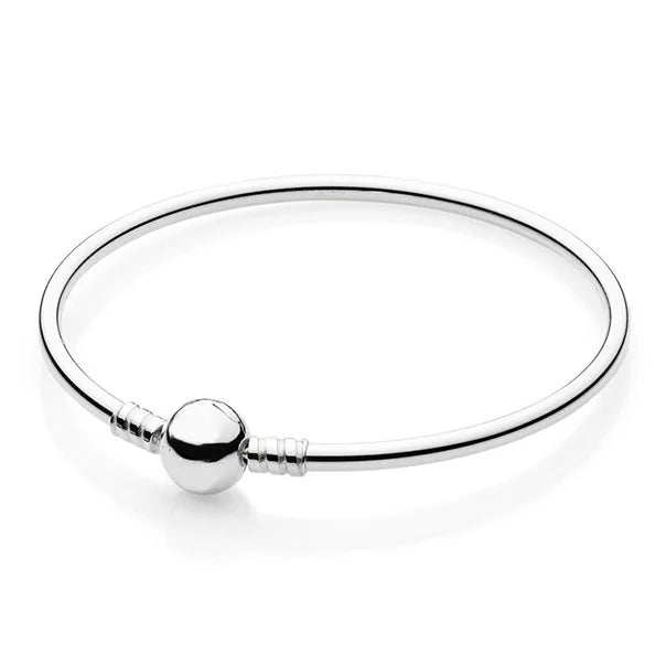 New 925 Sterling Silver High Quality Womens Bangle Classic Bucket Clasp Bracelet Fit Original Charm Bead Pendant Jewelry DIY