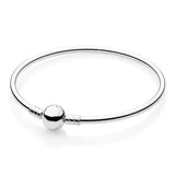 New 925 Sterling Silver High Quality Womens Bangle Classic Bucket Clasp Bracelet Fit Original Charm Bead Pendant Jewelry DIY