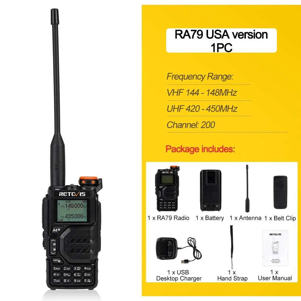 Retevis RA79 Aviation Band Walkie Talkie AM FM Airband Two Way Radio USB C Charge Ham Radio Quansheng UVK5 uvk5 Walkie-talkie