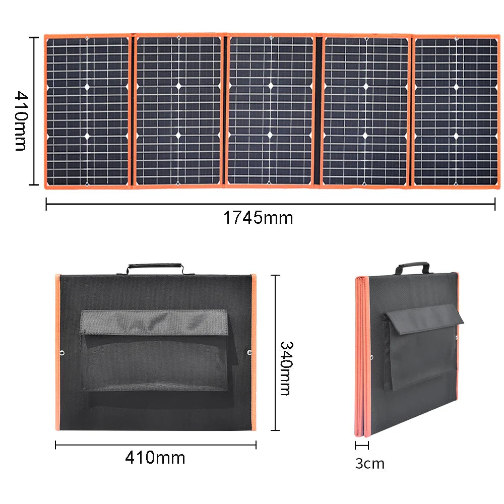 100w Foldable solar panel portable solar charger 12v battery power station 5v usb mobile phone power bank laptop camper hiking