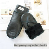 Sheepskin Fur Mittens Women's Leather Wool Color Winter Warmth Thickening Outdoor Cold-Proof Boy Student Windproof Gloves