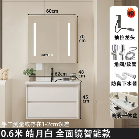 Ceramic Integrated Basin Bathroom Cabinet Modern Minimalist Sink Washbasin Cabinet Combined Muebles Hogar Hotel Furniture YX50BC