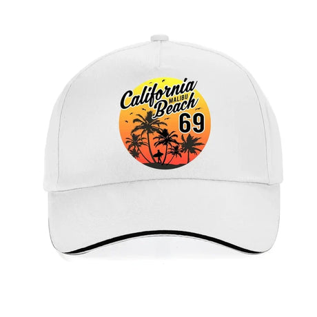 Vintage California Malibu Beach Sunhat Fashion Beach Cartoon Print Baseball Cap Men Women Summer Trucker Hat Snapback Gorras