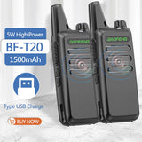 2PCS Baofeng BF-T20 5W Portable Mini Walkie Talkie VOX Charging USB For BF-C9 BF-888S KD-C1 Two Way Radio  Hotel Hunting