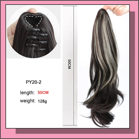 AS Long Wavy Straight Claw Clip On Ponytail Hair Extension Synthetic Ponytail Extension Hair For Women Pony Tail Hair Hairpiece