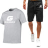 Motorcycles GasGas Summer Men's Sportswear Shorts Set Short Sleeve Breathable Grid T-Shirt Shorts Casualwear Basketball Training