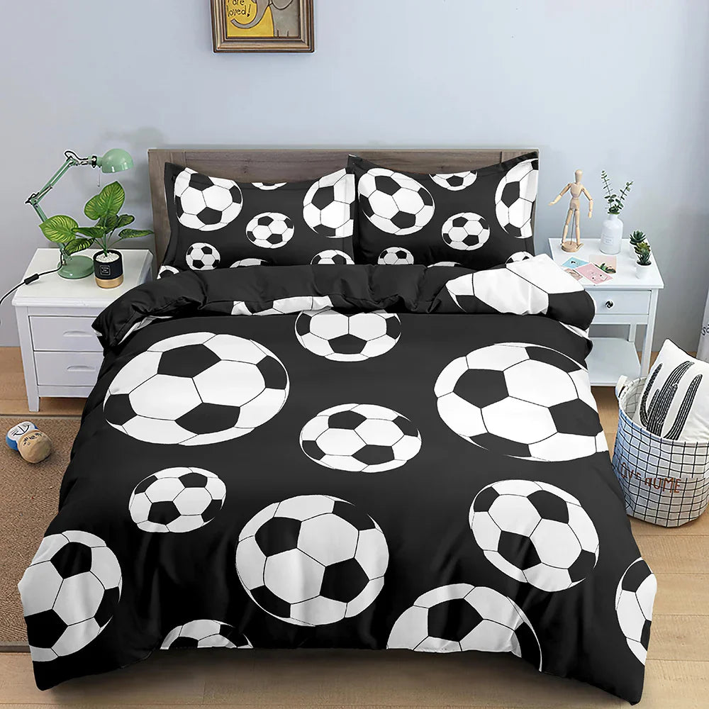 Football Duvet Cover Set 3D Print with Blue Crack Cool Sport Comforter Cover King Size for Kids Boys Girl Polyester Bedding Set