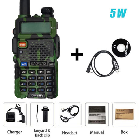 BAOFENG Original UV-5R Camouflage Walkie Talkie BF-UV5R Portable Two Way Radios 5W Dual Band 128CH 1800mAh Wireless Communicator