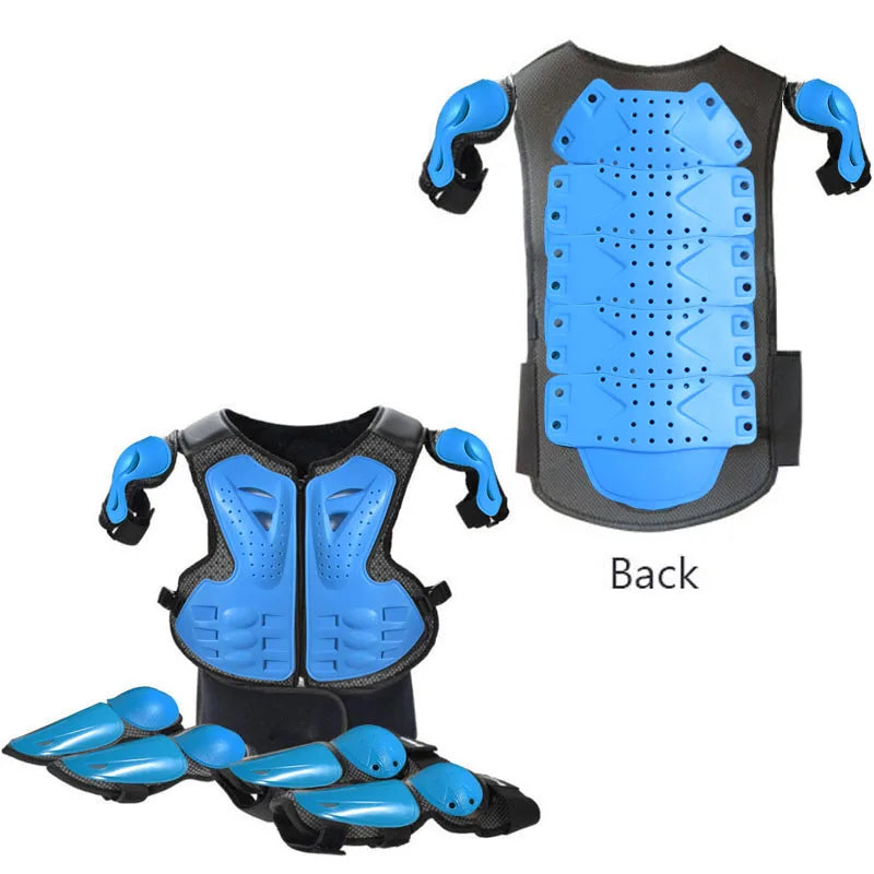 Blue Children Full Body Protector Vest Armor Kids Riding Jacket Anti Falling Protection Gear Motocross Motorcylce BMX MX Armour