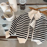 Newborn Baby Girl Boy Striped Jacket Infant Toddler Child Long Sleeve Knitted Cardigan Casual Zipper Sweater Baby Clothes 3M-2Y