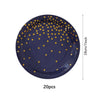 Dark Blue Gold Dot Disposable Tableware Set Paper Plates Cups Napkins Straw for Birthday Party Decoration Supplies Table Decor