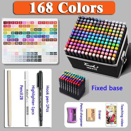 12-262PCS Colores Markers Pen Set Painting Brush Drawing Manga Highlighter School Art Supplies For Artist Korean Stationery