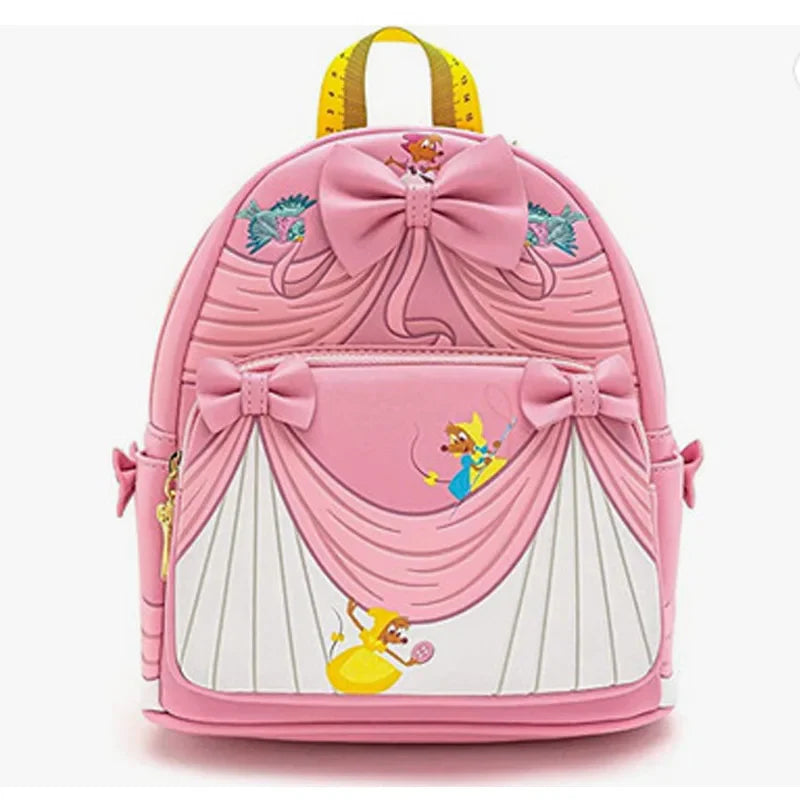 MINISO Disney Alice in Wonderland PU Leather Women Backpack Cartoon Ice Cream Stitch Baby Yoda Handbag Fantasy Figurines