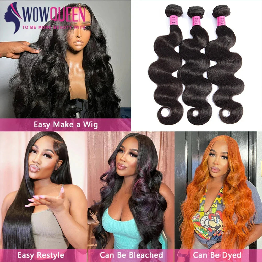 32 36 40 Inch Body Wave Bundles Human Hair Bundles 2/3/4 Deal Brazilian Weaving Natural Black Remy Raw Hair Extensions For Women