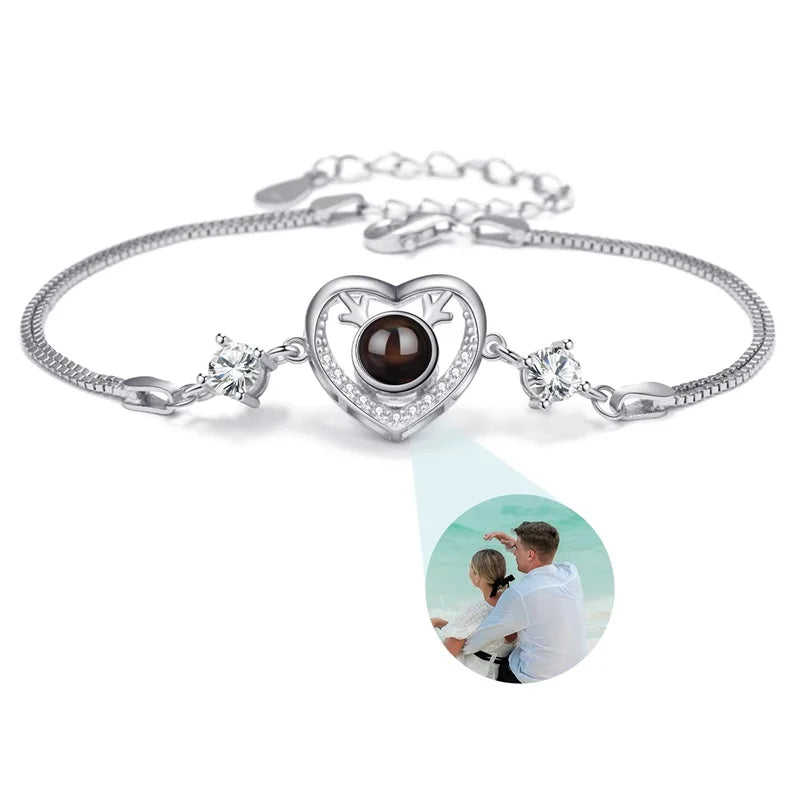 Custom Photo Bracelet Personalized Projection Bracelets with Picture Inside 100 Languages I Love You Stainless Steel Bracelet