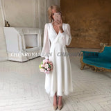 Chiffon Wedding Dresses For Women 2023 V-neck Long Sleeves Simple Wedding Gowns A-line Formal Occasion Dresses vestidos de novia