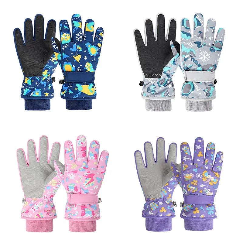 Winter Kids Ski Gloves for Boys Girls Snow Snowboard Warm Children Glove Waterproof Thicken Mittens Keep Finger Warmer 4-13Y