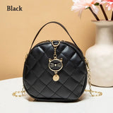 Women Chain Shoulder Bags Round Handbags Ladies Cute Cat PU Leather Female Crossbody Messenger Bag