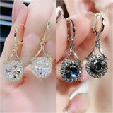 Trendy Round Crystal Drop Earrings For Women Luxury Sparkling Zircon Ginkgo Leaf Butterfly Long Tassel Wedding Jewelry Gift