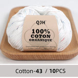 QJH 10PCS 100% Organic Cotton Yarn Pure/Mixed Color Yarn, Knitting Yarn - Crochet Yarn Soft 10 Strands Hank Yarn Machine Washabl