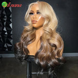 HD 13x4 Lace Frontal Wig Body Wave Ombre Gray Blonde Brown Colored Pre-Plucked Glueless Lace Closure Human Hair Wigs For Women