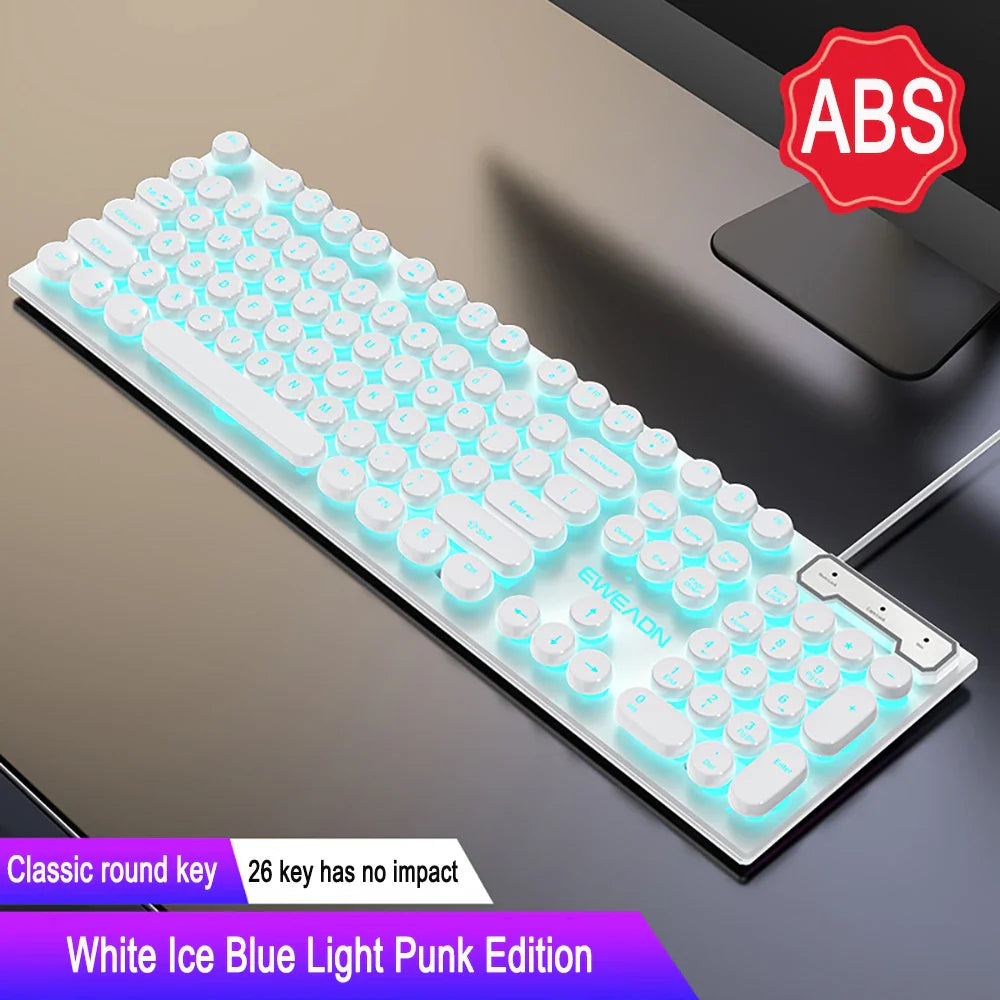 Three-piece Set Punk Gaming Keyboard and Mouse Earphone Set Luminous Keyboards 1600 DPI Mice Headset Combos Computer Accessories