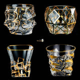 Whiskey Glass Tumblers Set Gold Line Wine Whisky Glasses Golden Painted Crystal Barware Multi-function Beer Cocktail