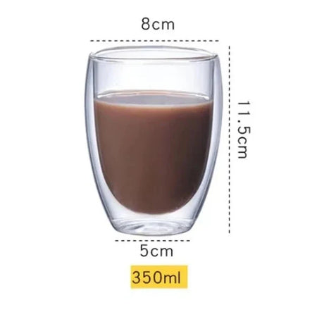 Transparent Glass Cup Milk Whiskey Tea Beer Double Creative Heat Resistant Espresso Coffee Cup Cocktail Vodka Wine Mug Drinkware