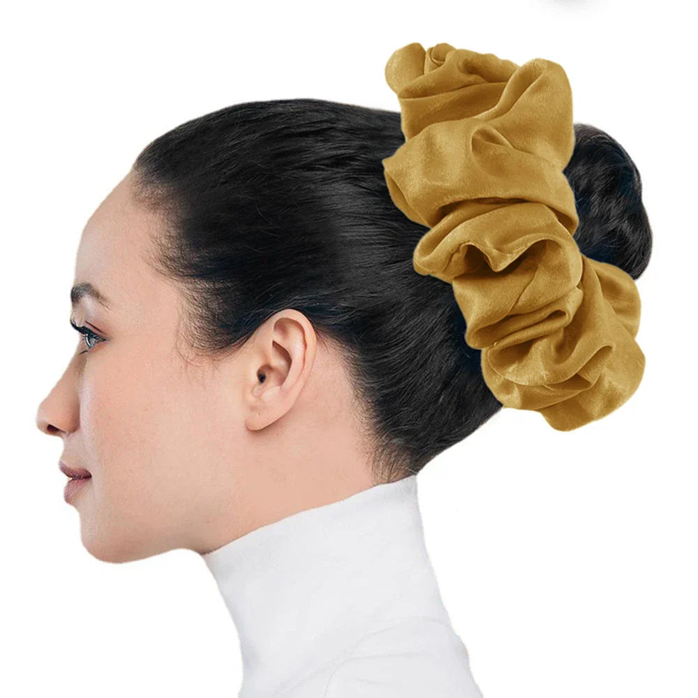 Big Size Shiny Chiffon Scrunchies for Muslim Women Custom Elastic Volumizing Oversized Neat Stitching Malaysian Bunch Hair Tie