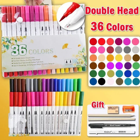 168 Color Marker Pen Set Manga Double-Headed Comic Highlighter Art Painting Drawing Sketch Graffiti Watercolor Stationery