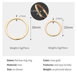 100 Pcs/Lot Rose gold Key Ring Plated 25mm and 30mm Round Split Keychain Keyrings Wholesale