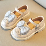 Toddlers Girls Leather Shoes Children‘s Party Flats for Kids Loafers Bowtie 4-9y 2023 New Arrival ZY95-96